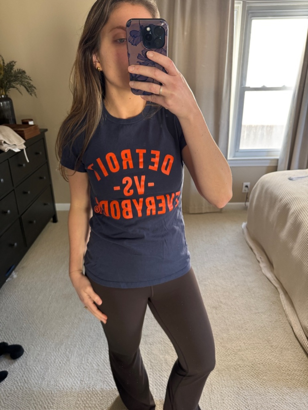 Detroit Vs. Everybody Navy Short-Sleeve Graphic Tee with Orange Print